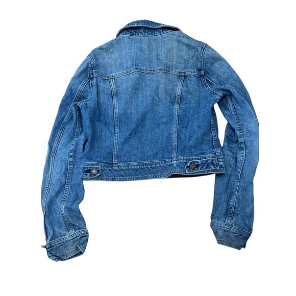 American Eagle Jean Jacket Womens Cropped Distressed Trucker Sz M - Picture 3 of 6